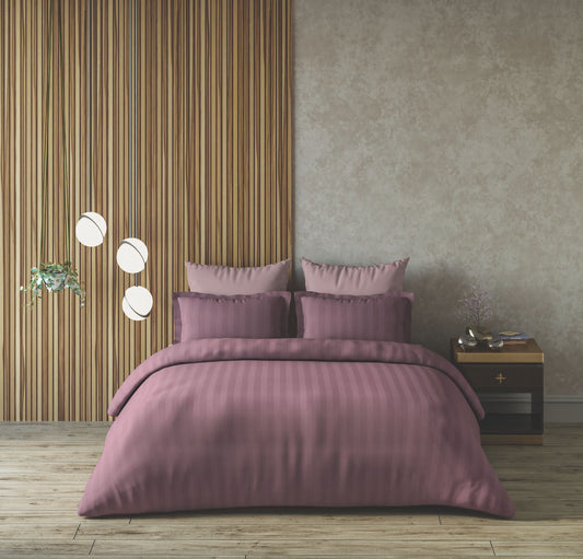 DHARI 300 tc stripe bedsheets set | Pebble rose