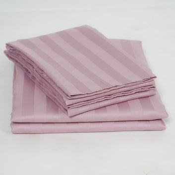 DHARI 300 tc stripe bedsheets set | Pebble rose