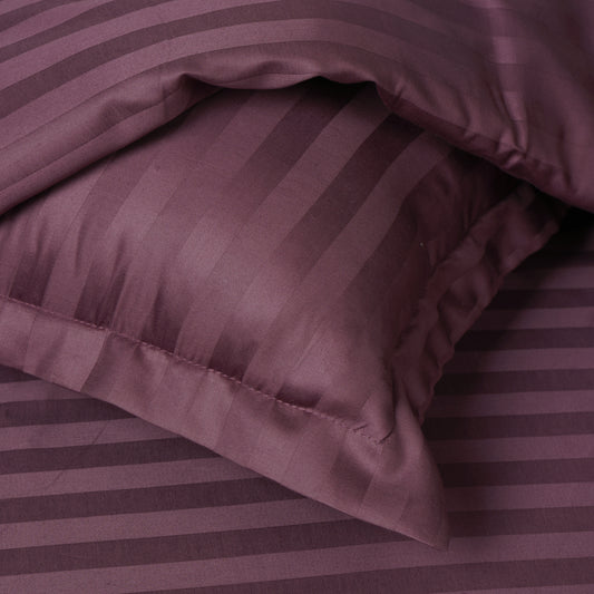DHARI 300 tc stripe bedsheets set | Plum